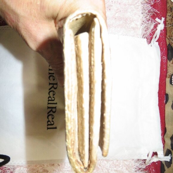 Jimmy Choo Gold c Snakeskin Long Bifold Wallet Gold Tone Hardware EUC - Picture 11 of 12